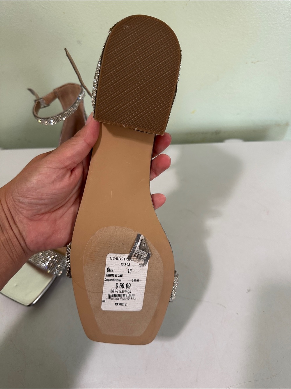 Steve Madden Silver Crystal Ankle-Strap Block Heels - Picture 4 of 5